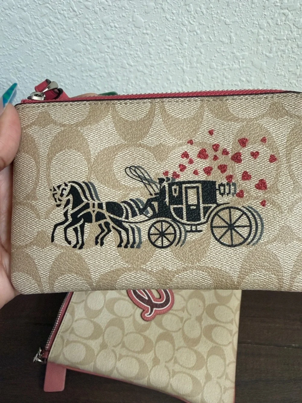 Coach Tan and Pink Logo Wristlet Set - Picture 5 of 7